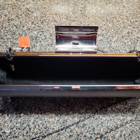 NEW JNB EVENING CLUTCH PURSE HARD SHELL WITH RHINESTONE CLASP - Picture 5 of 12